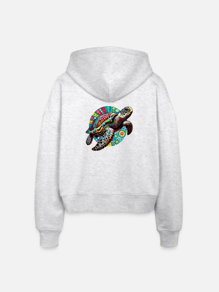 Schildkröte - Stanley/Stella Boxy Frauen Bio Zip Hoodie Ida - Weiß meliert