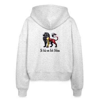 Sint-Niklaas lion flag design - Stanley/Stella Boxy Women’s Organic Zip Hoodie Ida - heather white - Back - AI Model Female 172 dark (172cm)