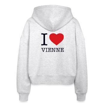 I LOVE VIENNE - Stanley/Stella Boxy Frauen Bio Zip Hoodie Ida - Weiß meliert - Hinten - AI Model Female 172 dark (172cm)