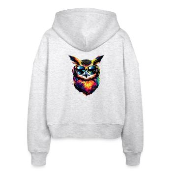 Owl Colorful Rainbow Colors Owl Owl Owl Owl Owl - Stanley/Stella Boxy Women’s Organic Zip Hoodie Ida - heather white - Back - AI Model Female 172 dark (172cm)