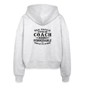 Tolles Geschenk für Amazing Coach - Stanley/Stella Boxy Frauen Bio Zip Hoodie Ida - Weiß meliert - Hinten - AI Model Female 172 dark (172cm)