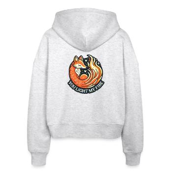 Fabelhafter Fuchs mit Herzmotiven - Stanley/Stella Boxy Frauen Bio Zip Hoodie Ida - Weiß meliert - Hinten - AI Model Female 172 dark (172cm)