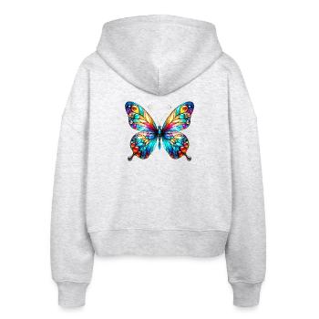 Schmetterling - Stanley/Stella Boxy Frauen Bio Zip Hoodie Ida - Weiß meliert - Hinten - AI Model Female 172 dark (172cm)