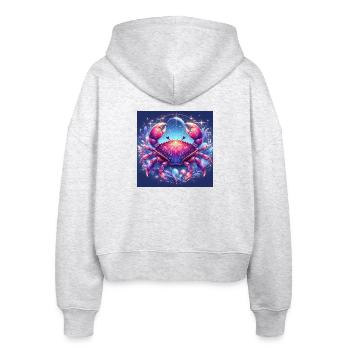 CANCER \ Tiet Circle Sign - Stanley/Stella Boxy Women’s Organic Zip Hoodie Ida - heather white - Back - AI Model Female 172 dark (172cm)