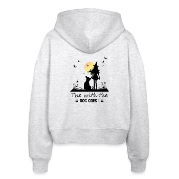 Die mit dem Hund geht ! - Stanley/Stella Boxy Frauen Bio Zip Hoodie Ida - Weiß meliert - Hinten - AI Model Female 172 dark (172cm)