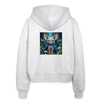 Goblin Sphynx - Stanley/Stella Boxy Frauen Bio Zip Hoodie Ida - Weiß meliert - Hinten - AI Model Female 172 dark (172cm)