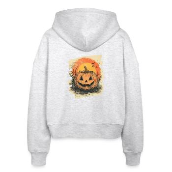 Halloween Kürbis - Stanley/Stella Boxy Frauen Bio Zip Hoodie Ida - Weiß meliert - Hinten - AI Model Female 172 dark (172cm)