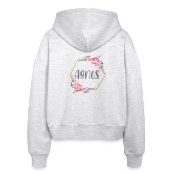 Agnes Mädchen Name personalisiertes Geschenk - Stanley/Stella Boxy Frauen Bio Zip Hoodie Ida - Weiß meliert - Hinten - AI Model Female 172 dark (172cm)