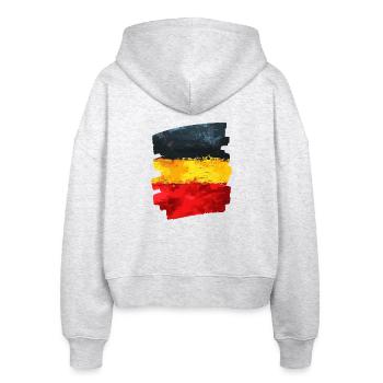 Deutsche Flagge Deutschland - Stanley/Stella Boxy Frauen Bio Zip Hoodie Ida - Weiß meliert - Hinten - AI Model Female 172 dark (172cm)