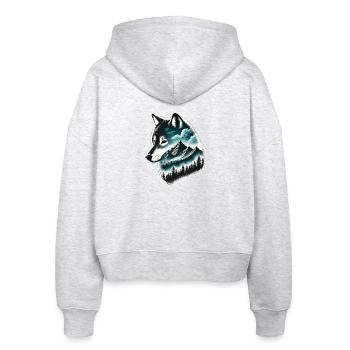 Loup - Stanley/Stella Boxy Frauen Bio Zip Hoodie Ida - Weiß meliert - Hinten - AI Model Female 172 dark (172cm)