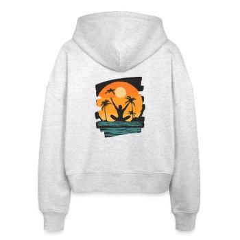 Yoga Namaste Meditation - Stanley/Stella Boxy Frauen Bio Zip Hoodie Ida - Weiß meliert - Hinten - AI Model Female 172 dark (172cm)