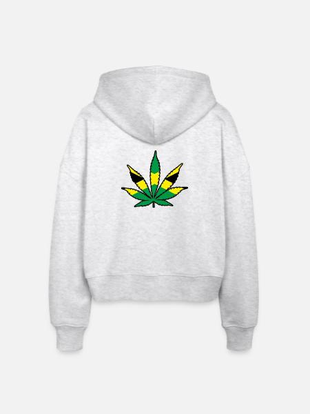jamaican weed - Stanley/Stella Boxy Frauen Bio Zip Hoodie Ida - Weiß meliert
