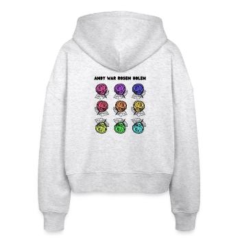 Andy war Rosen holen - Stanley/Stella Boxy Frauen Bio Zip Hoodie Ida - Weiß meliert - Hinten - AI Model Female 172 dark (172cm)