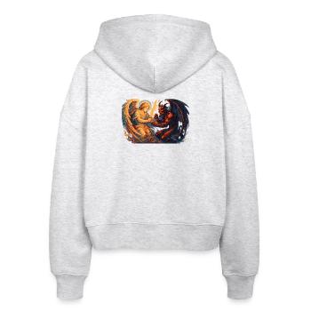 Celestial Archangel vs Infernal Beast - Stanley/Stella Boxy Women’s Organic Zip Hoodie Ida - heather white - Back - AI Model Female 172 dark (172cm)