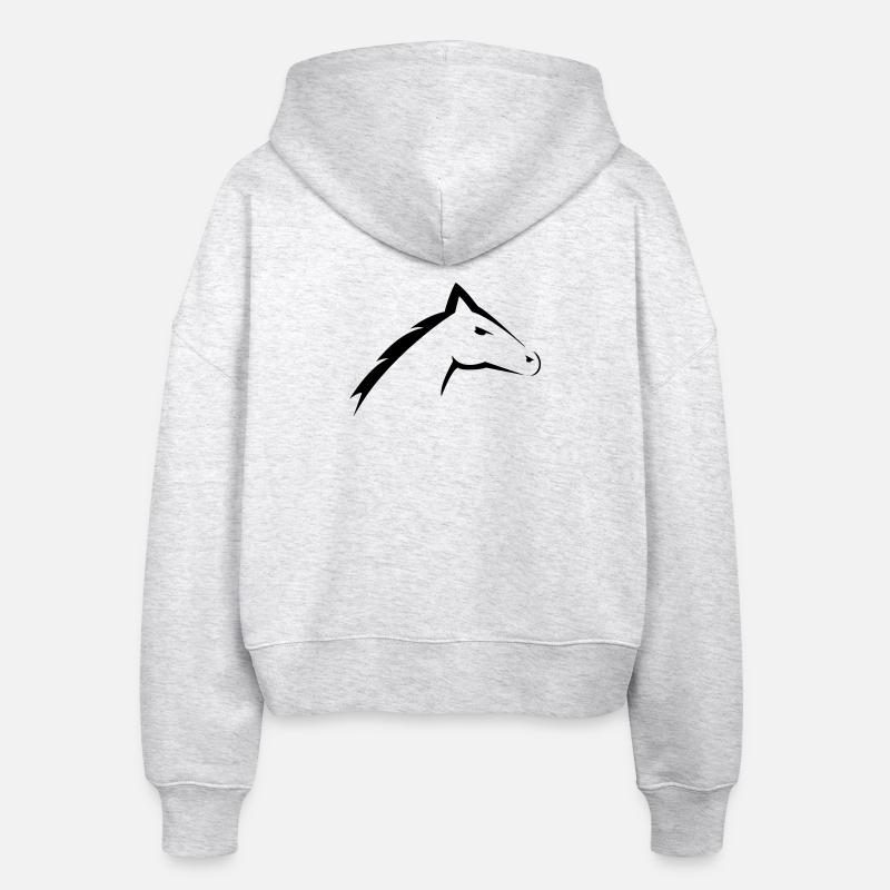 Tête de cheval | Conception de silhouette de tête de cheval - Veste à capuche bio Ida Stanley/Stella Femme - blanc chiné