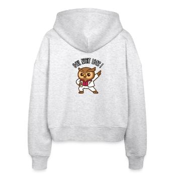 EULEN-NACHT LANG! - Kawaii Tierischer Humor - Stanley/Stella Boxy Frauen Bio Zip Hoodie Ida - Weiß meliert - Hinten - AI Model Female 172 dark (172cm)