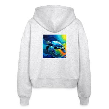 Vivid Marine Turtle Art Design - Stanley/Stella Boxy Women’s Organic Zip Hoodie Ida - heather white - Back - AI Model Female 172 dark (172cm)