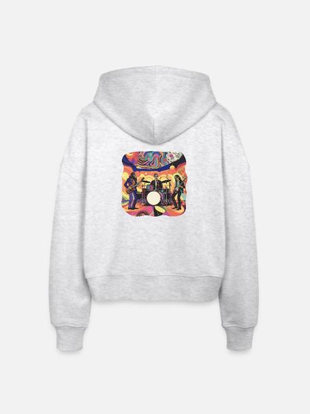 Psychedelische Prog-Rock-Band - Stanley/Stella Boxy Frauen Bio Zip Hoodie Ida - Weiß meliert