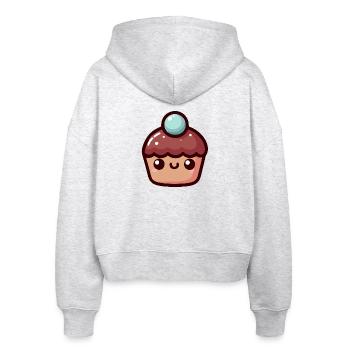 Kawaii Frosted Cupcake Illustration - Stanley/Stella Boxy Frauen Bio Zip Hoodie Ida - Weiß meliert - Hinten - AI Model Female 172 dark (172cm)