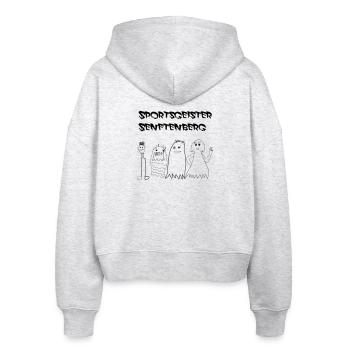 SportsGeisterSFB mit Schriftzug - Stanley/Stella Boxy Frauen Bio Zip Hoodie Ida - Weiß meliert - Hinten - AI Model Female 172 dark (172cm)