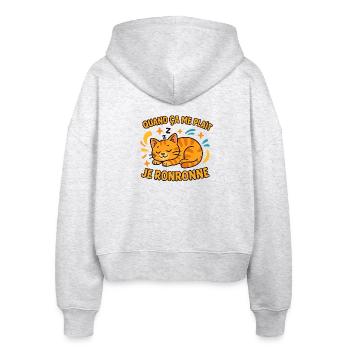 Katze schnurrt, wenn es mir gefällt - Stanley/Stella Boxy Frauen Bio Zip Hoodie Ida - Weiß meliert - Hinten - AI Model Female 172 dark (172cm)