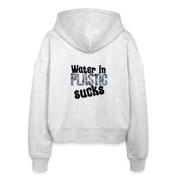 Wasser im Plastik Nervt - Stanley/Stella Boxy Frauen Bio Zip Hoodie Ida - Weiß meliert - Hinten - AI Model Female 172 dark (172cm)