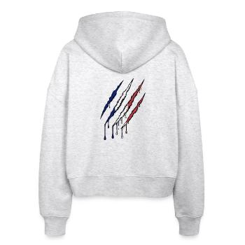 Frankreich Tricolore Kralle Grunge Flagge Kratzer - Stanley/Stella Boxy Frauen Bio Zip Hoodie Ida - Weiß meliert - Hinten - AI Model Female 172 dark (172cm)