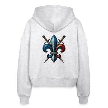 Fleur de Lys - Frankreich - Stanley/Stella Boxy Frauen Bio Zip Hoodie Ida - Weiß meliert - Hinten - AI Model Female 172 dark (172cm)