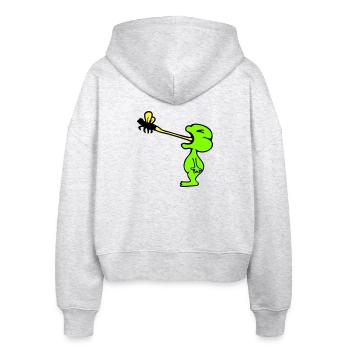 Frosch fängt Fliege Zunge Mücke essen hunger Kröte - Stanley/Stella Boxy Frauen Bio Zip Hoodie Ida - Weiß meliert - Hinten - AI Model Female 172 dark (172cm)