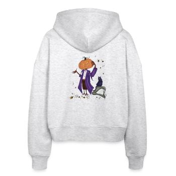 Dashing pumpkin in Purple Coat - Stanley/Stella Boxy Women’s Organic Zip Hoodie Ida - heather white - Back - AI Model Female 172 dark (172cm)