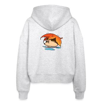 Igel unter Laubschirm - Stanley/Stella Boxy Frauen Bio Zip Hoodie Ida - Weiß meliert - Hinten - AI Model Female 172 dark (172cm)