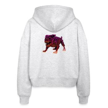 Neon Skelett Dinosaurier - Stanley/Stella Boxy Frauen Bio Zip Hoodie Ida - Weiß meliert - Hinten - AI Model Female 172 dark (172cm)