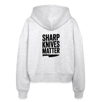Sharp Knives Matter - Stanley/Stella Boxy Women’s Organic Zip Hoodie Ida - heather white - Back - AI Model Female 172 dark (172cm)