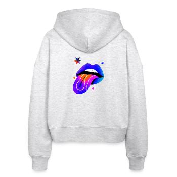 Neon Rainbow Lip Art - Stanley/Stella Boxy Women’s Organic Zip Hoodie Ida - heather white - Back - AI Model Female 172 dark (172cm)