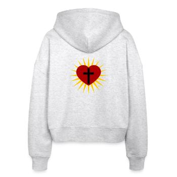 Kreuz - Stanley/Stella Boxy Frauen Bio Zip Hoodie Ida - Weiß meliert - Hinten - AI Model Female 172 dark (172cm)