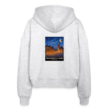 Frankfurt am Main Nachtansicht - Stanley/Stella Boxy Frauen Bio Zip Hoodie Ida - Weiß meliert - Hinten - AI Model Female 172 dark (172cm)