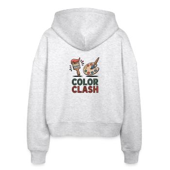 Color Clash – Bold Palette for Creative Souls - Stanley/Stella Boxy Women’s Organic Zip Hoodie Ida - heather white - Back - AI Model Female 172 dark (172cm)