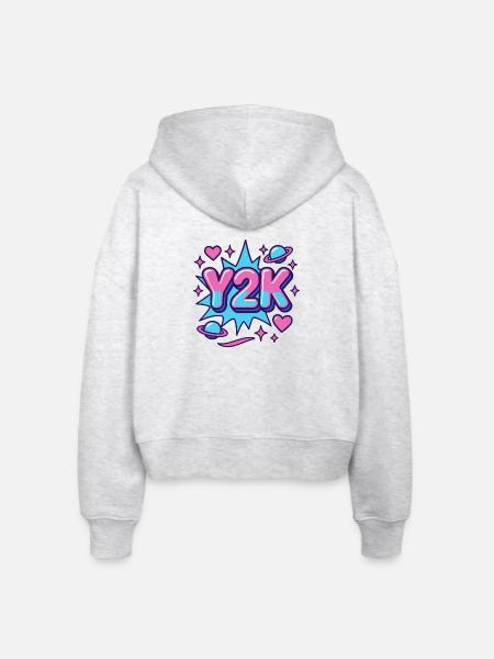 Y2K Retro Design - Stanley/Stella Boxy Frauen Bio Zip Hoodie Ida - Weiß meliert