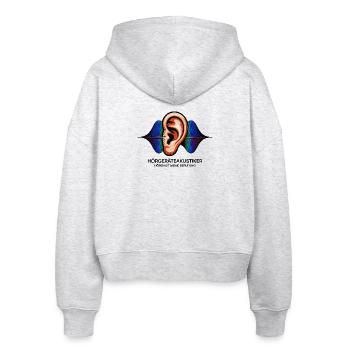Hörgeräteakustiker Spruch – Hören ist Berufung - Stanley/Stella Boxy Frauen Bio Zip Hoodie Ida - Weiß meliert - Hinten - AI Model Female 172 dark (172cm)