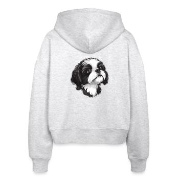 Shih Tzu - Veste à capuche bio Ida Stanley/Stella Femme - blanc chiné - Dos - AI Model Female 172 dark (172cm)