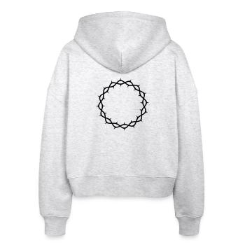 Crown of thorns - Stanley/Stella Boxy Women’s Organic Zip Hoodie Ida - heather white - Back - AI Model Female 172 dark (172cm)
