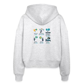 Verspieltes grafisches Padel - Stanley/Stella Boxy Frauen Bio Zip Hoodie Ida - Weiß meliert - Hinten - AI Model Female 172 dark (172cm)