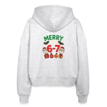 Fröhlich für 6-7 Spaß 67 Nummer 67 Weihnachten Sec - Stanley/Stella Boxy Frauen Bio Zip Hoodie Ida - Weiß meliert - Hinten - AI Model Female 172 dark (172cm)