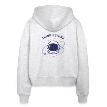 Denke Weiter - Stanley/Stella Boxy Frauen Bio Zip Hoodie Ida - Weiß meliert - Hinten - AI Model Female 172 dark (172cm)