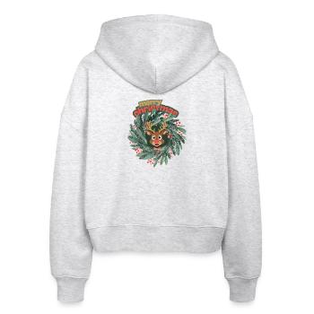 Cute reindeer in Christmas wreath - Stanley/Stella Boxy Women’s Organic Zip Hoodie Ida - heather white - Back - AI Model Female 172 dark (172cm)