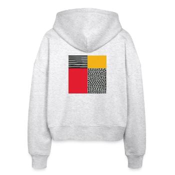 Scandi Art: Abstrakte Geometrie in Rot-Orange - Stanley/Stella Boxy Frauen Bio Zip Hoodie Ida - Weiß meliert - Hinten - AI Model Female 172 dark (172cm)