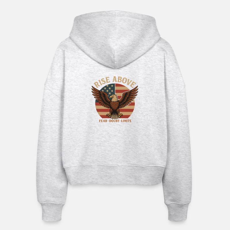 Drapeau et dicton américain vintage Eagle Design - Veste à capuche bio Ida Stanley/Stella Femme - blanc chiné