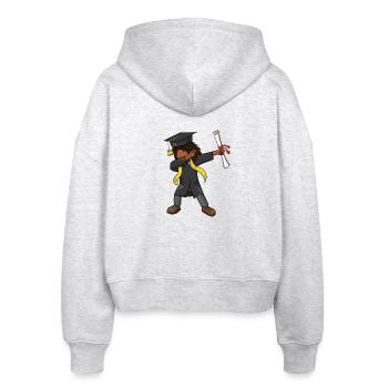Remise des diplômes de la fille noire tressée Classe 2026 - Veste à capuche bio Ida Stanley/Stella Femme - blanc chiné - Dos - AI Model Female 172 dark (172cm)