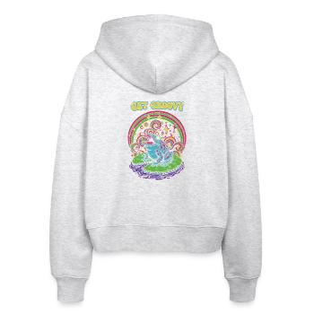 Psychedelic Frog Groove - Stanley/Stella Boxy Women’s Organic Zip Hoodie Ida - heather white - Back - AI Model Female 172 dark (172cm)