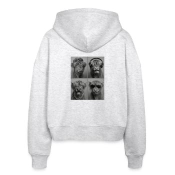 Beef Highland Cow Four Faces Collage - Stanley/Stella Boxy Women’s Organic Zip Hoodie Ida - heather white - Back - AI Model Female 172 dark (172cm)
